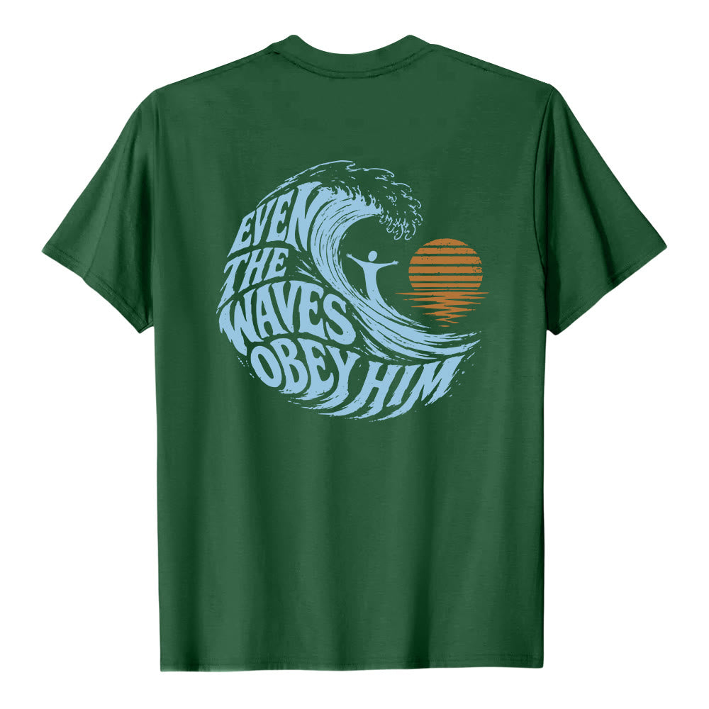Christianartworkshop Even The Waves Obey Him Double-Side Wave Graphic Classic T-shirt - image 16