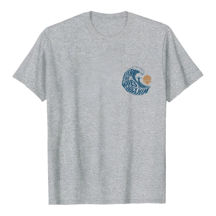 Christianartworkshop Even The Waves Obey Him Double-Side Wave Graphic Classic T-shirt - image 2