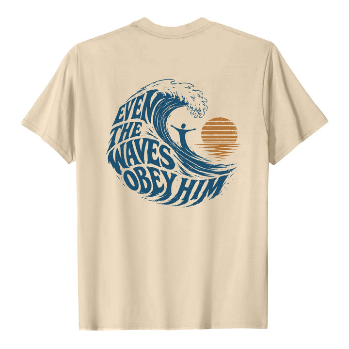 Christianartworkshop Even The Waves Obey Him Double-Side Wave Graphic Classic T-shirt - image 13