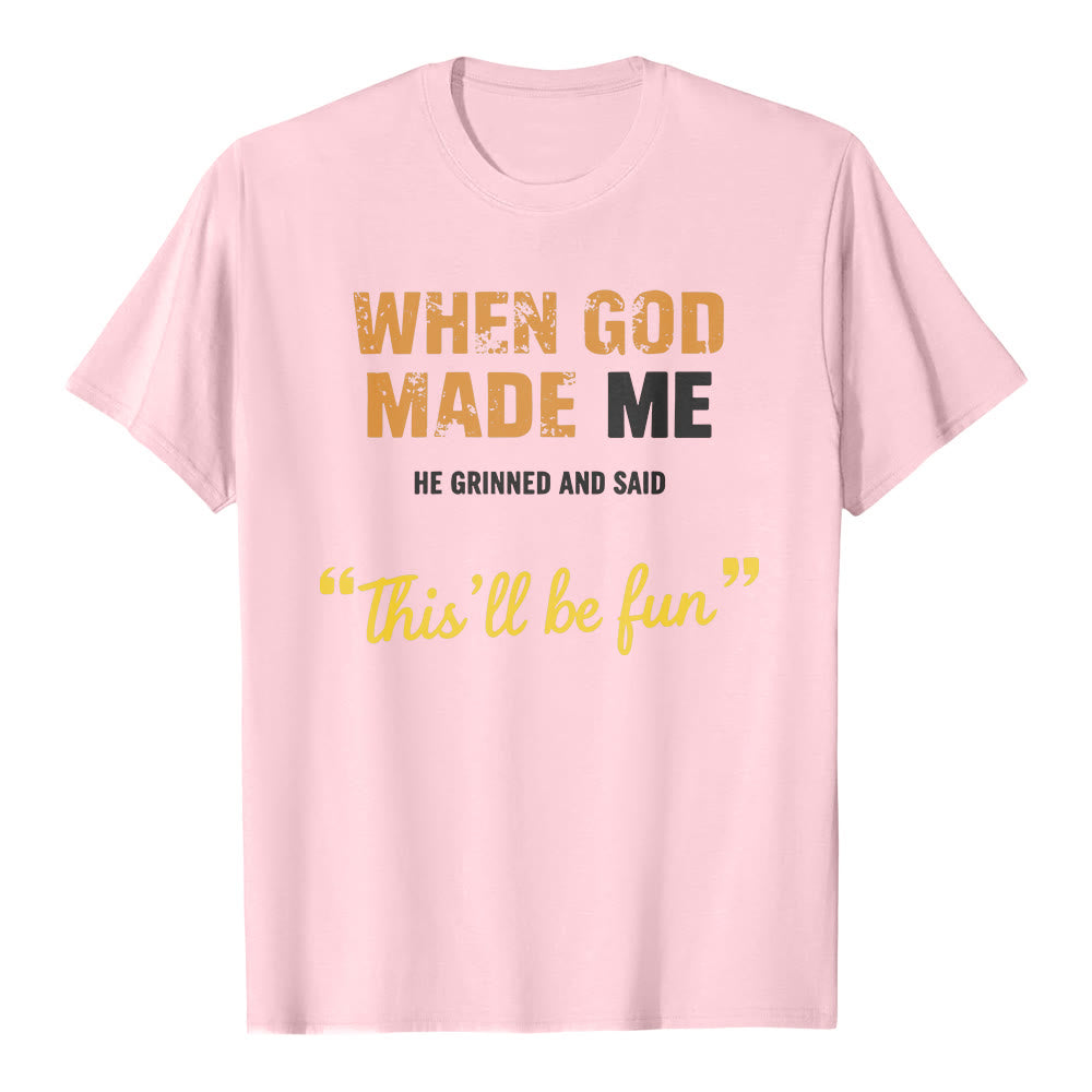 Christianartworkshop When God Made Me Vintage Letter Classic T-shirt - Pink - 2XL - image 1