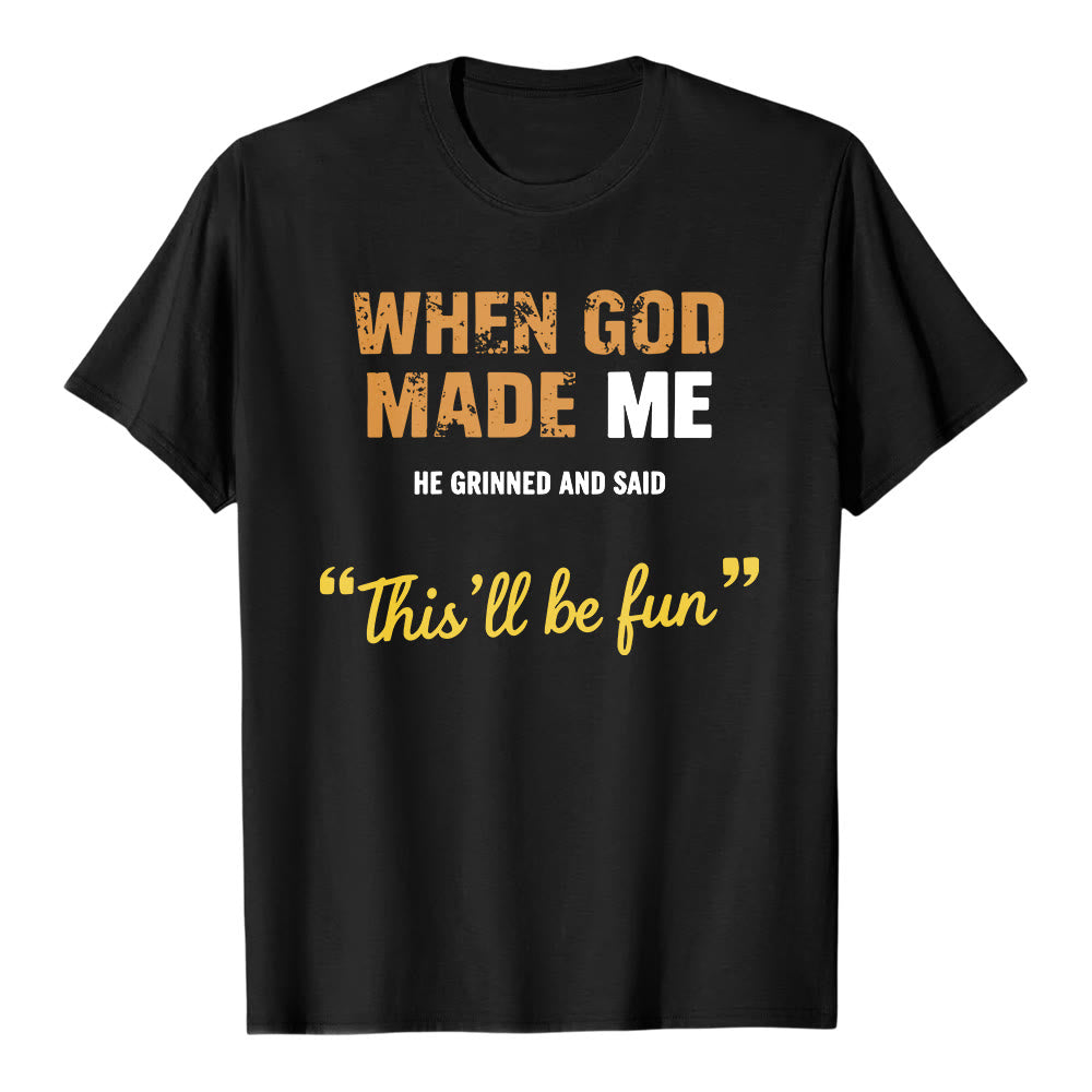 Christianartworkshop When God Made Me Vintage Letter Classic T-shirt - Black - 2XL - image 0