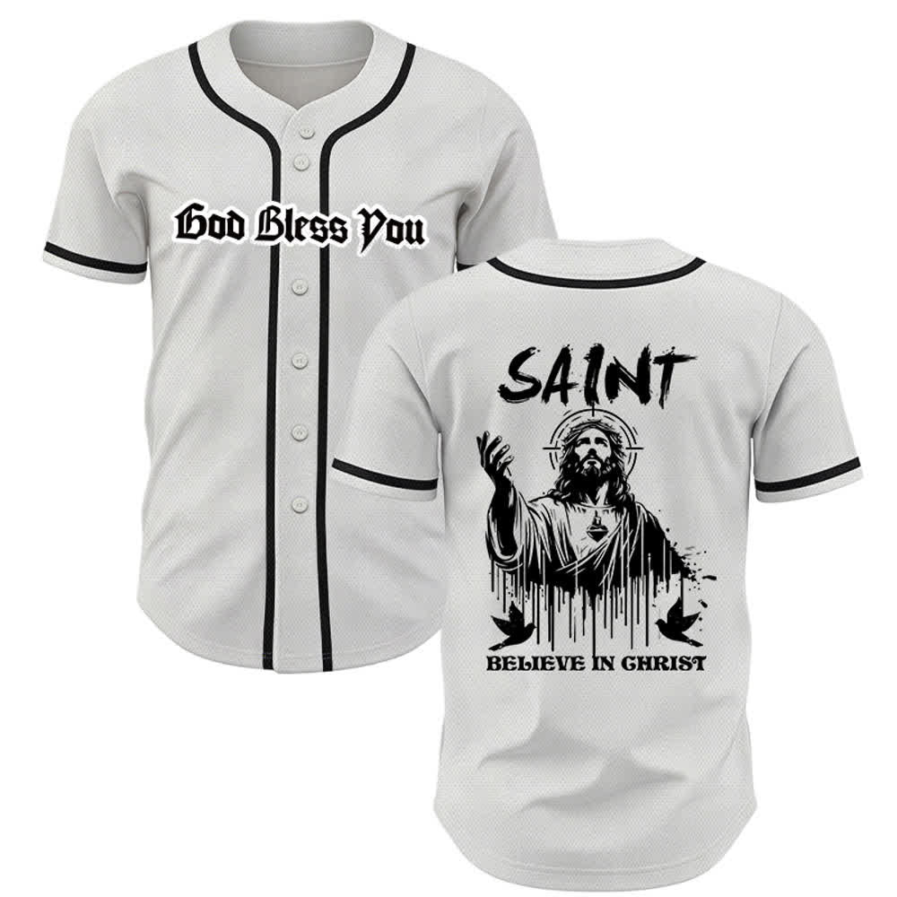 Christianartworkshop Saint Believe In Christ Unisex Baseball Jersey - White - 5XL - image 0
