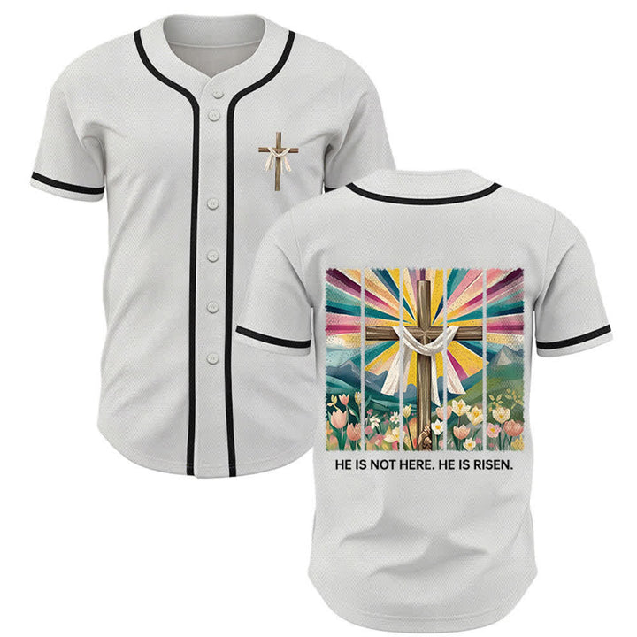 Christianartworkshop He Is Not Here He Is Risen Faith Unisex Baseball Jersey - White - 5XL - image 7
