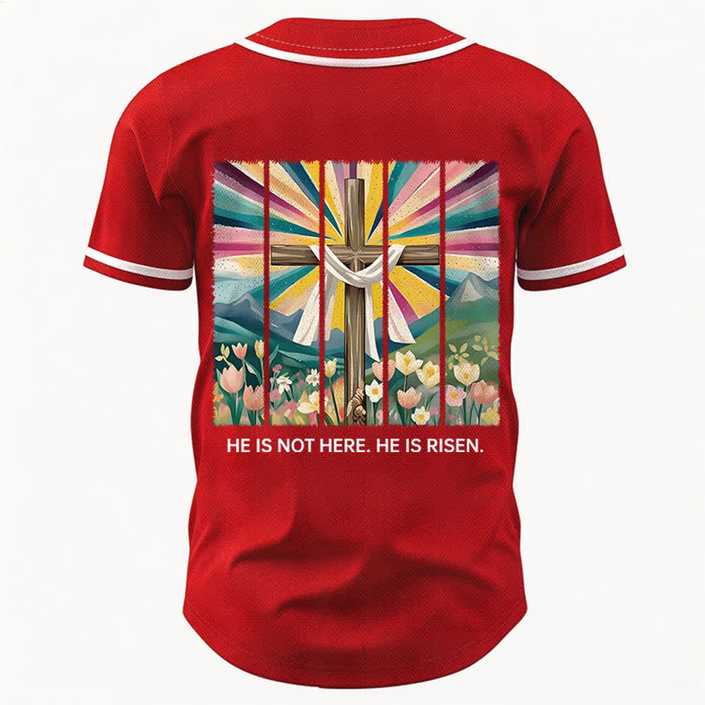 Christianartworkshop He Is Not Here He Is Risen Faith Unisex Baseball Jersey - image 22