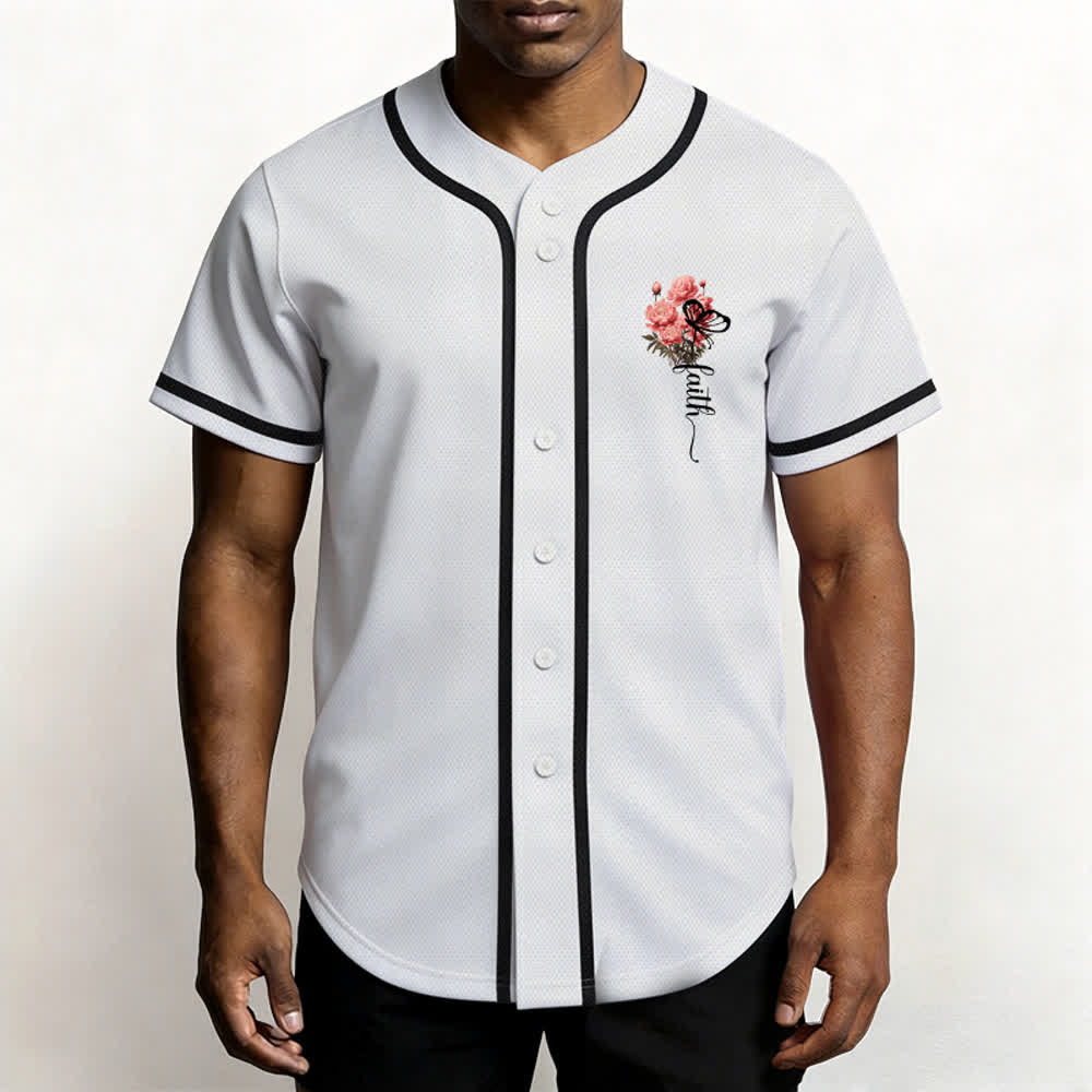 Christianartworkshop "Perhaps You Were Created For Such A Time As This" Esther 4:14 Peony Faith Print Button-Up Baseball Jersey - image 4