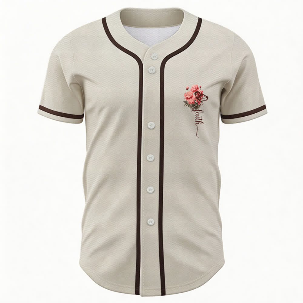 Christianartworkshop "Perhaps You Were Created For Such A Time As This" Esther 4:14 Peony Faith Print Button-Up Baseball Jersey - image 16