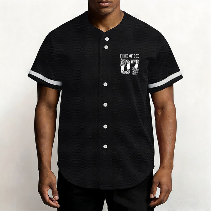 Christianartworkshop "Child Of God" Floral Filled Number 07 Button-Up Baseball Jersey - image 4