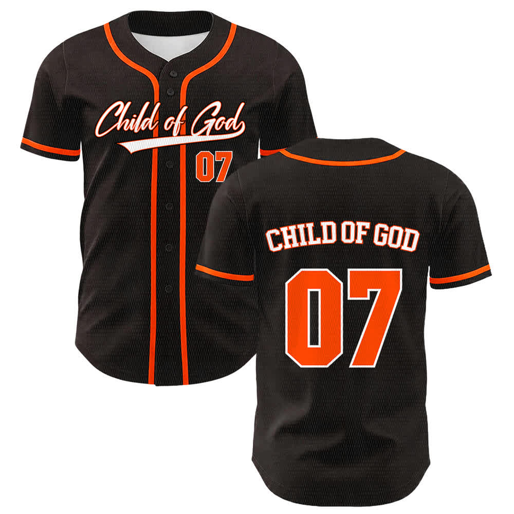 Christianartworkshop Child Of God Number 07 Unisex Baseball Jersey - Orange - 5XL - image 15