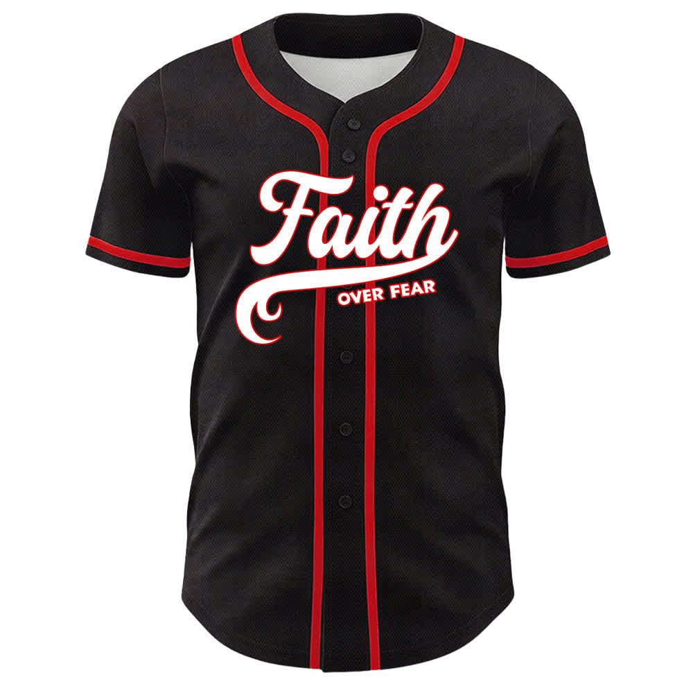 Christianartworkshop Faith Over Fear Lamb Cross Skull Graphic Unisex Baseball Jersey - image 5