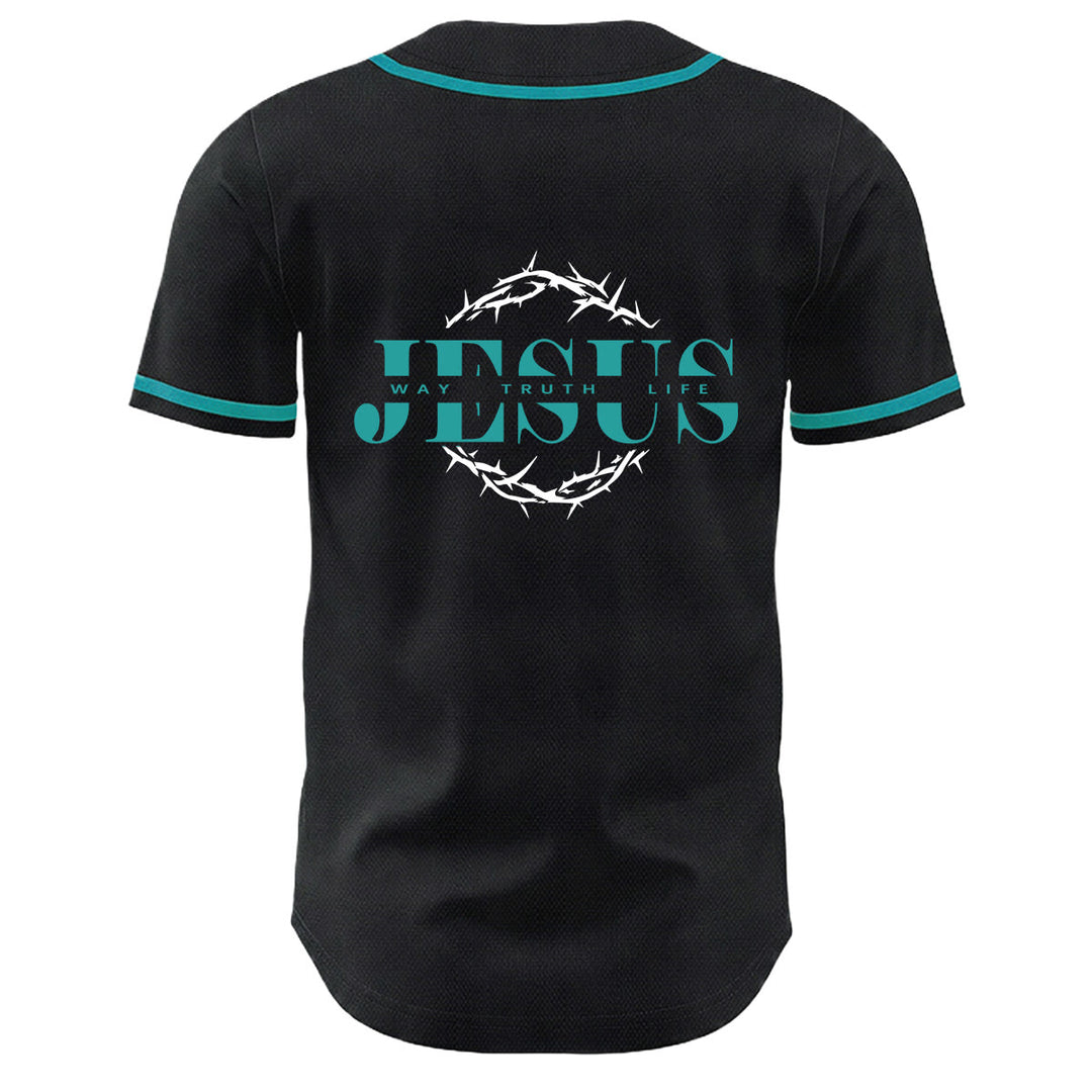 Christianartworkshop Thorn Crown Jesus Way Truth Life Graphic Unisex Baseball Jersey - image 4