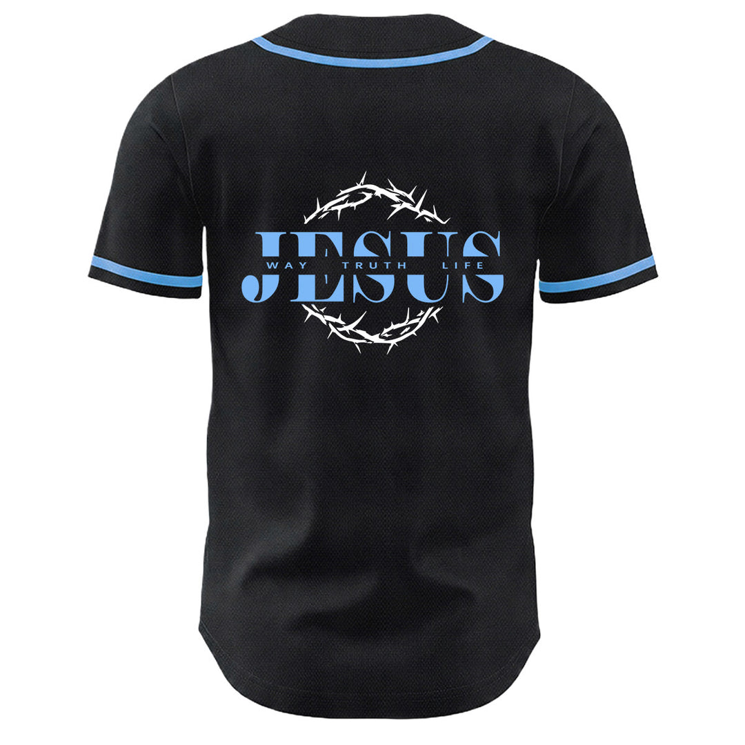 Christianartworkshop Thorn Crown Jesus Way Truth Life Graphic Unisex Baseball Jersey - image 7