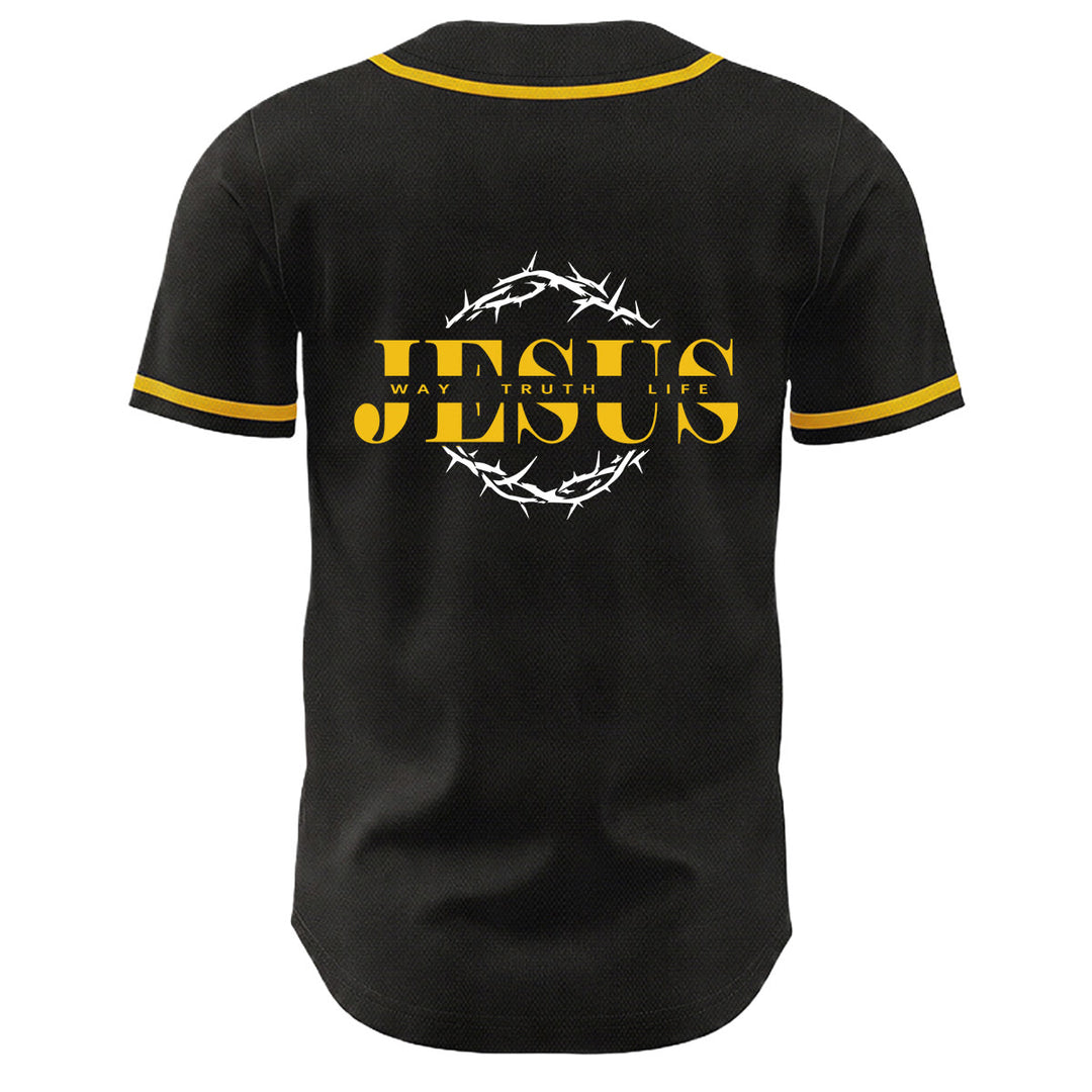 Christianartworkshop Thorn Crown Jesus Way Truth Life Graphic Unisex Baseball Jersey - image 1
