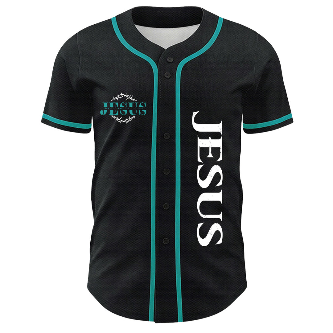 Christianartworkshop Thorn Crown Jesus Way Truth Life Graphic Unisex Baseball Jersey - image 5
