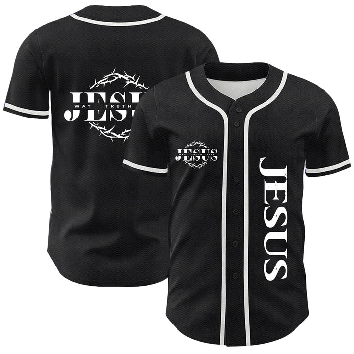 Christianartworkshop Thorn Crown Jesus Way Truth Life Graphic Unisex Baseball Jersey - White - 5XL - image 9