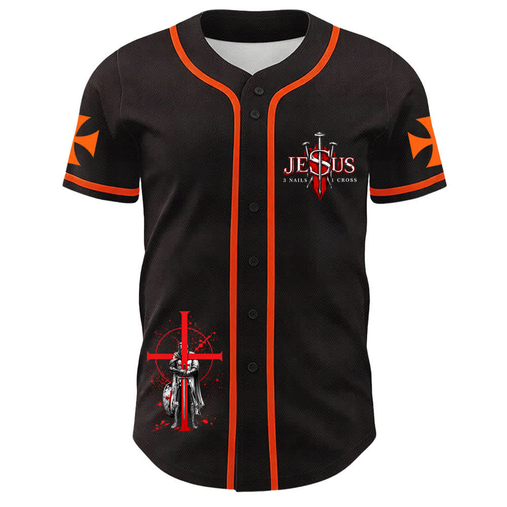 Christianartworkshop Powered By God Warrior Angel Knight Cross Christian Baseball Jersey - image 2