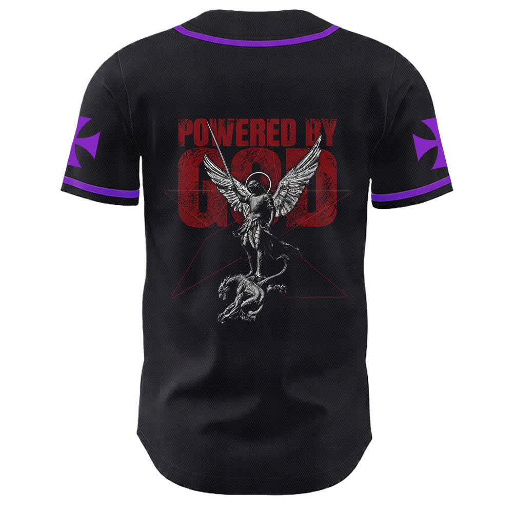 Christianartworkshop Powered By God Warrior Angel Knight Cross Christian Baseball Jersey - image 25