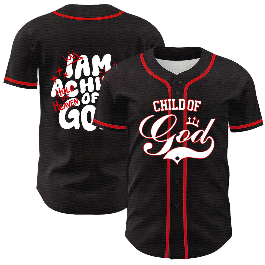 Christianartworkshop I Am A Child Of God Lamb Crown Graphic Unisex Baseball Jersey - Red - 5XL - image 15