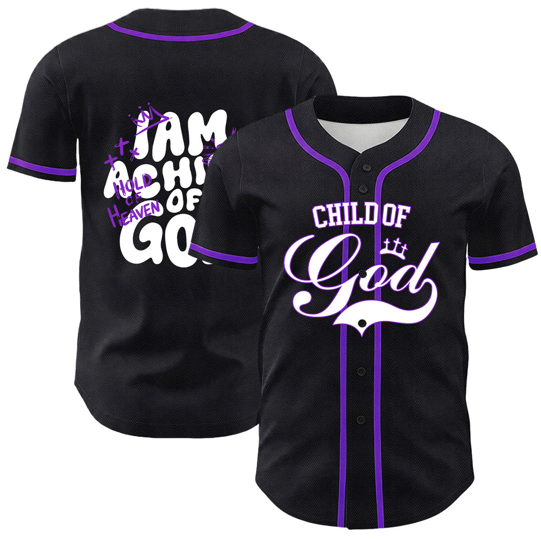 Christianartworkshop I Am A Child Of God Lamb Crown Graphic Unisex Baseball Jersey - Purple - 5XL - image 3