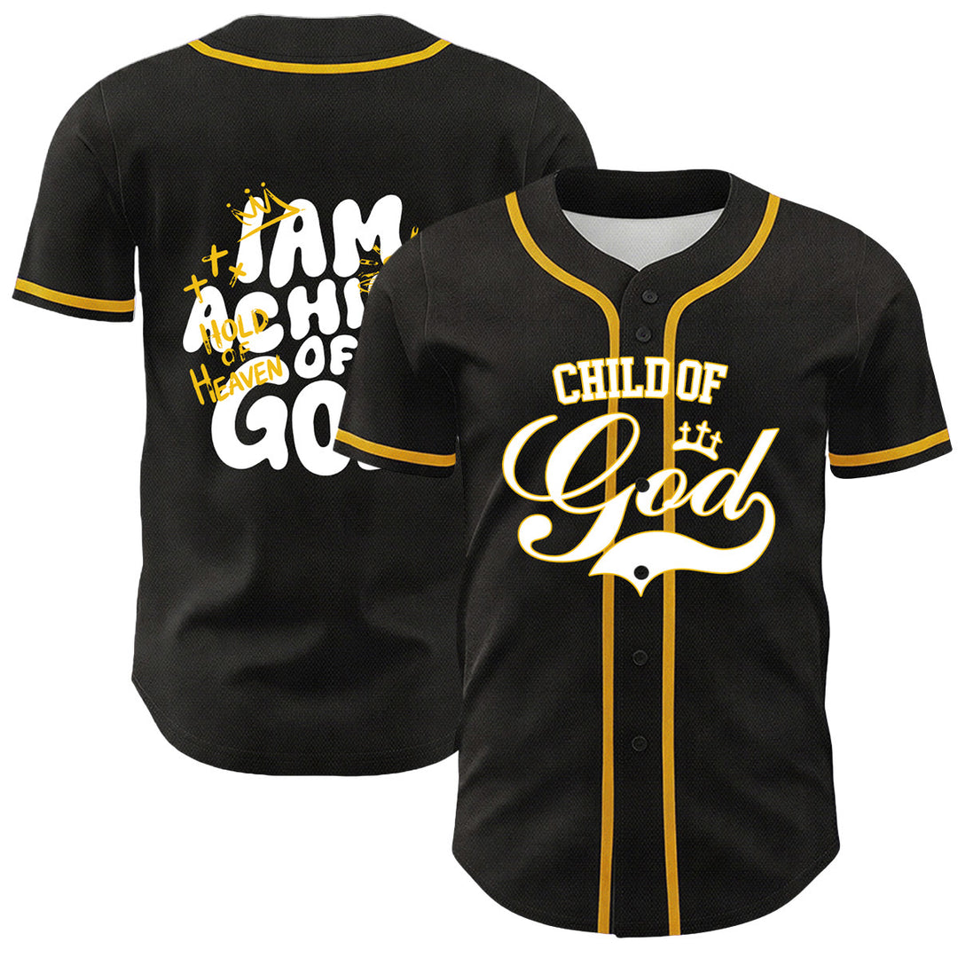 Christianartworkshop I Am A Child Of God Lamb Crown Graphic Unisex Baseball Jersey - Yellow - 5XL - image 0