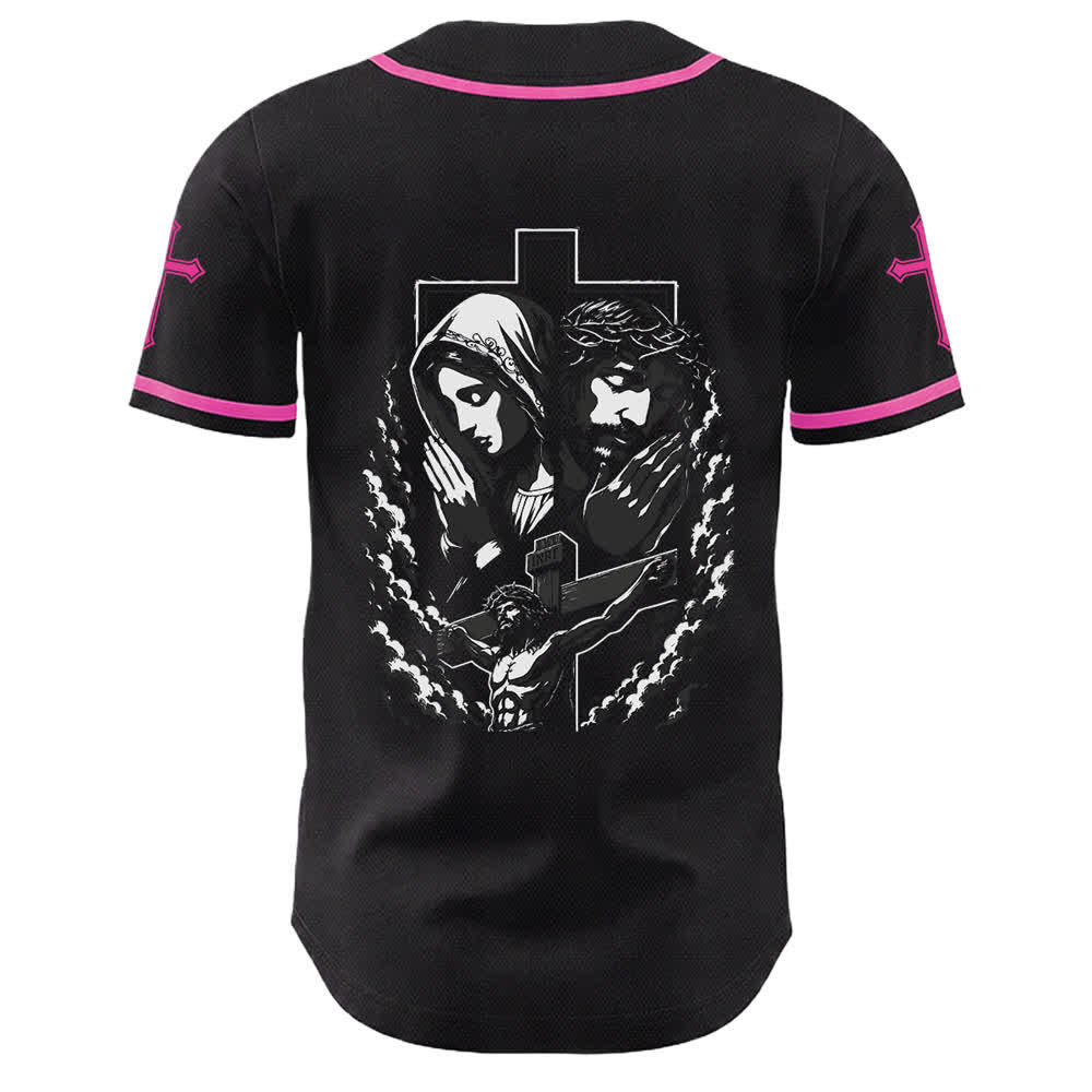 Christianartworkshop Jesus Virgin Mary Crucifix Cross Christian Unisex Baseball Jersey - image 40