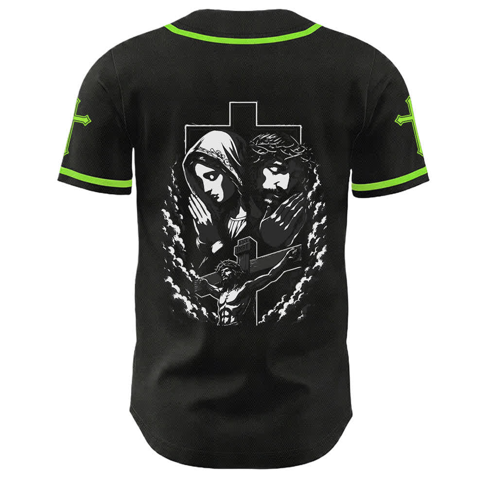 Christianartworkshop Jesus Virgin Mary Crucifix Cross Christian Unisex Baseball Jersey - image 37