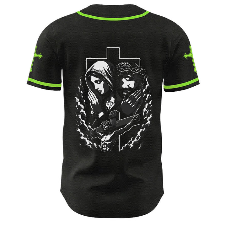 Christianartworkshop Jesus Virgin Mary Crucifix Cross Christian Unisex Baseball Jersey - image 37