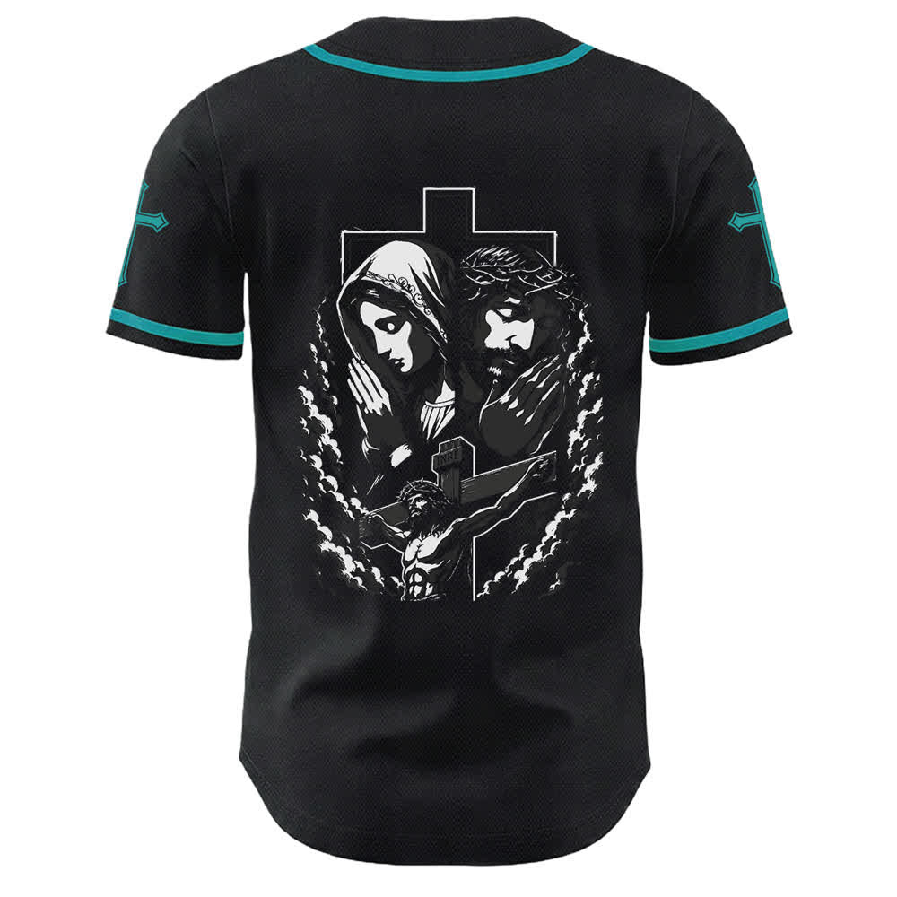 Christianartworkshop Jesus Virgin Mary Crucifix Cross Christian Unisex Baseball Jersey - image 43