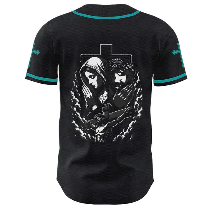 Christianartworkshop Jesus Virgin Mary Crucifix Cross Christian Unisex Baseball Jersey - image 43