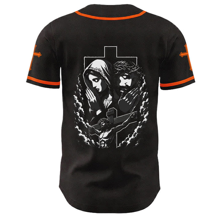 Christianartworkshop Jesus Virgin Mary Crucifix Cross Christian Unisex Baseball Jersey - image 52