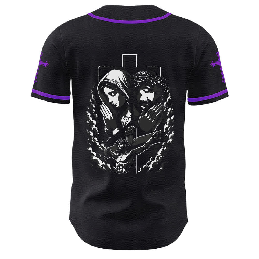 Christianartworkshop Jesus Virgin Mary Crucifix Cross Christian Unisex Baseball Jersey - image 46