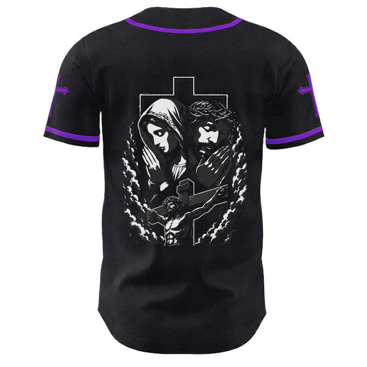 Christianartworkshop Jesus Virgin Mary Crucifix Cross Christian Unisex Baseball Jersey - image 46