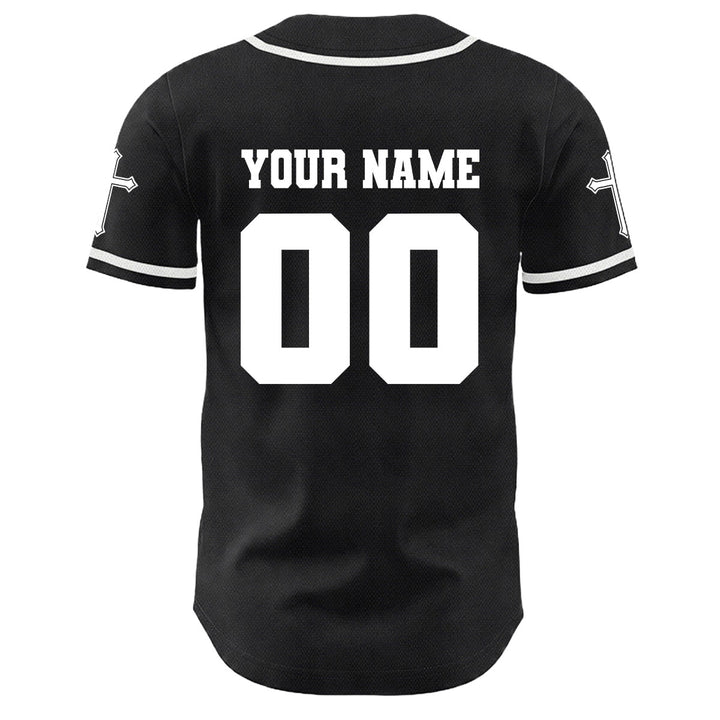 Christianartworkshop Jesus Crucifixion Custom Name Number Cross Sleeve Unisex Baseball Jersey - image 2