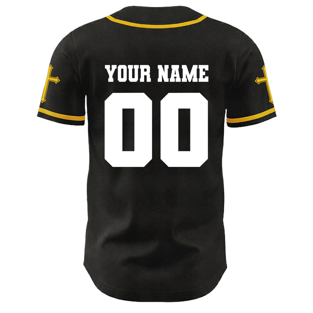 Christianartworkshop Jesus Crucifixion Custom Name Number Cross Sleeve Unisex Baseball Jersey - image 10