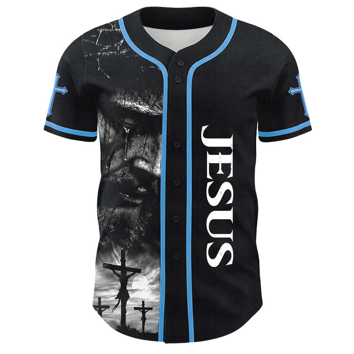 Christianartworkshop Jesus Crucifixion Custom Name Number Cross Sleeve Unisex Baseball Jersey - image 15
