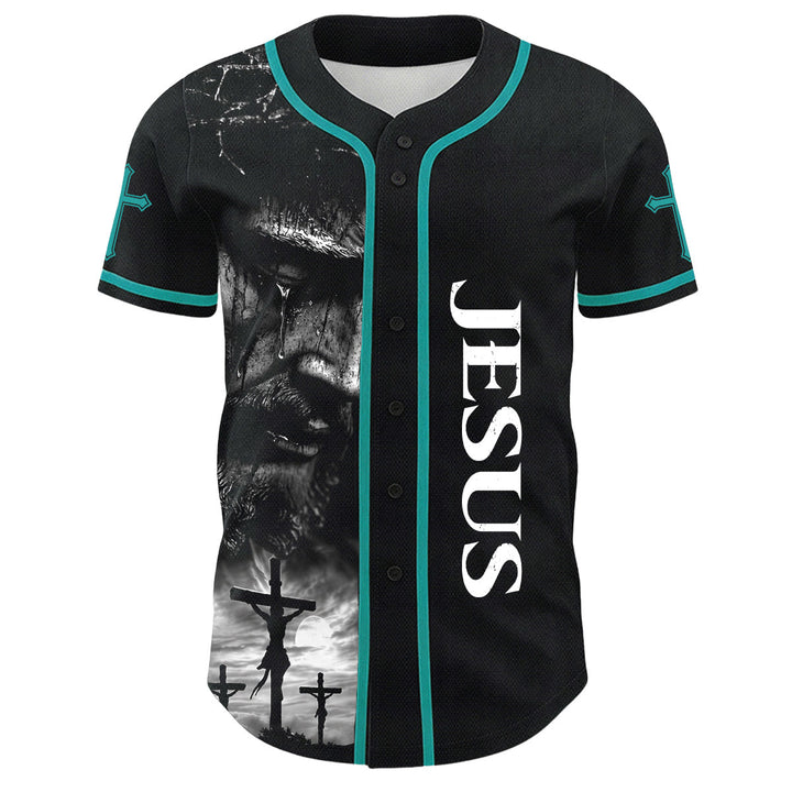 Christianartworkshop Jesus Crucifixion Custom Name Number Cross Sleeve Unisex Baseball Jersey - image 35