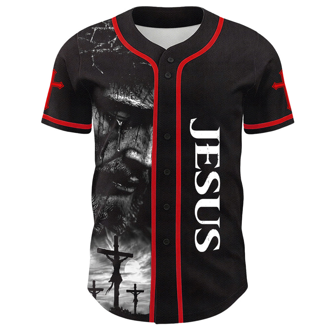 Christianartworkshop Jesus Crucifixion Custom Name Number Cross Sleeve Unisex Baseball Jersey - image 23