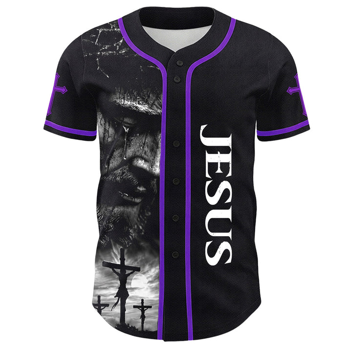 Christianartworkshop Jesus Crucifixion Custom Name Number Cross Sleeve Unisex Baseball Jersey - image 31