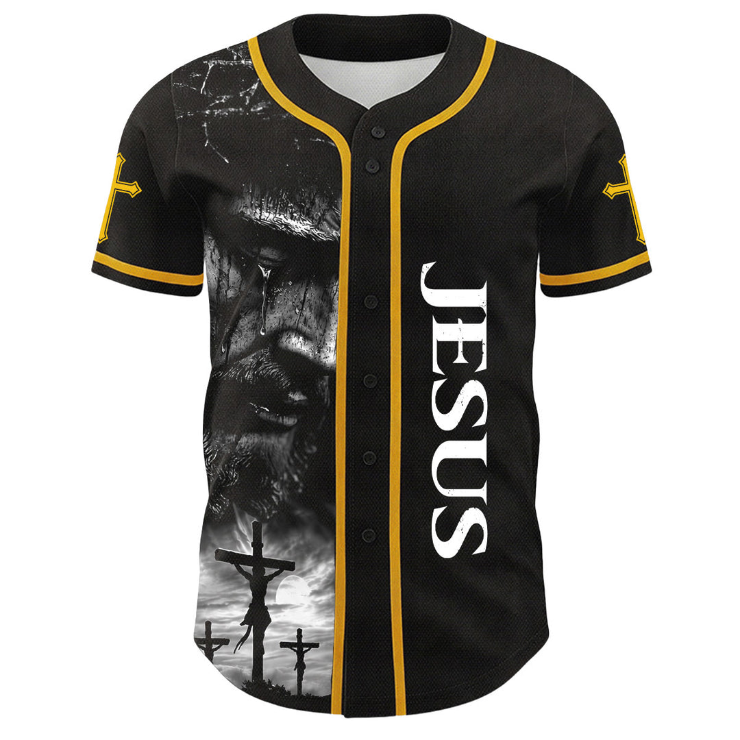 Christianartworkshop Jesus Crucifixion Custom Name Number Cross Sleeve Unisex Baseball Jersey - image 11