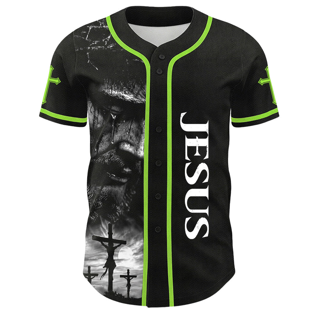 Christianartworkshop Jesus Crucifixion Custom Name Number Cross Sleeve Unisex Baseball Jersey - image 7