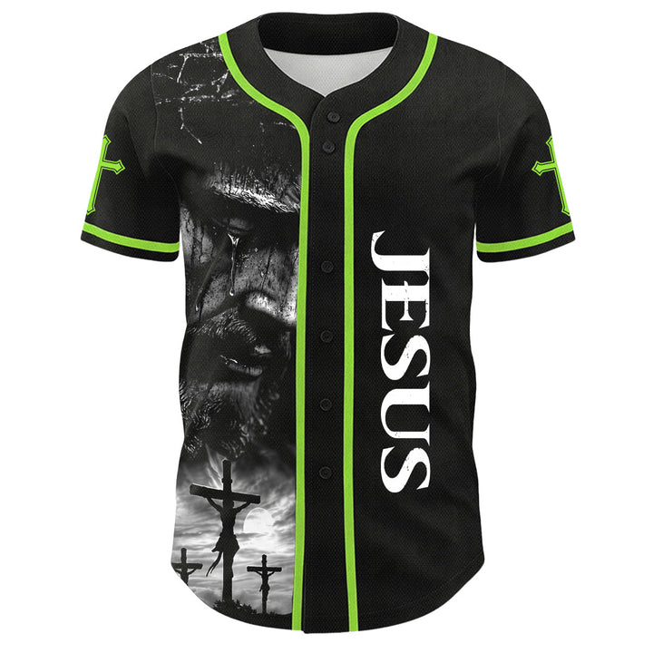 Christianartworkshop Jesus Crucifixion Custom Name Number Cross Sleeve Unisex Baseball Jersey - image 7