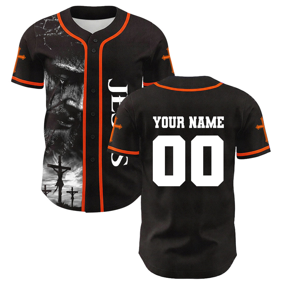 Christianartworkshop Jesus Crucifixion Custom Name Number Cross Sleeve Unisex Baseball Jersey - image 25