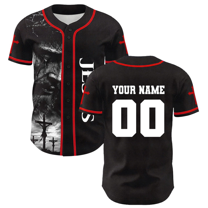 Christianartworkshop Jesus Crucifixion Custom Name Number Cross Sleeve Unisex Baseball Jersey - image 21
