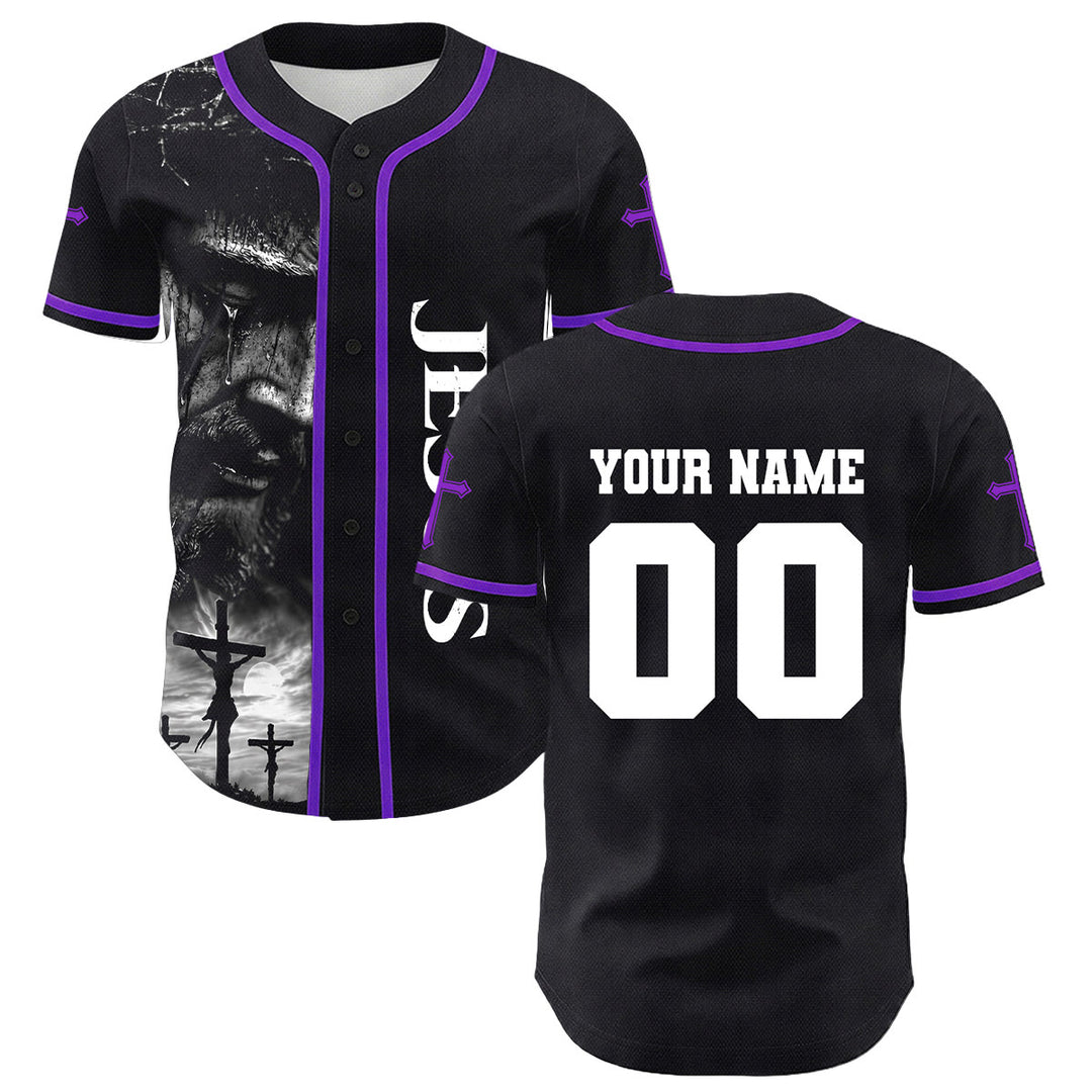 Christianartworkshop Jesus Crucifixion Custom Name Number Cross Sleeve Unisex Baseball Jersey - image 29