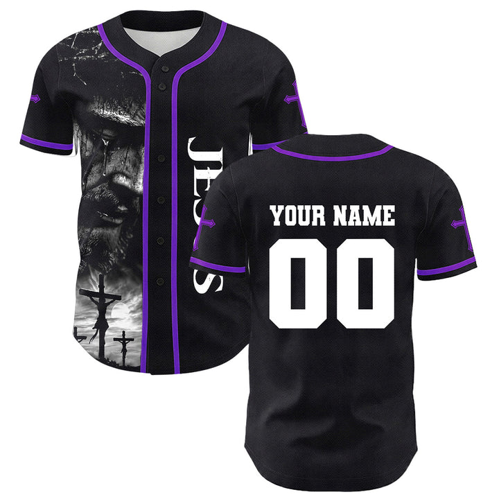 Christianartworkshop Jesus Crucifixion Custom Name Number Cross Sleeve Unisex Baseball Jersey - image 29