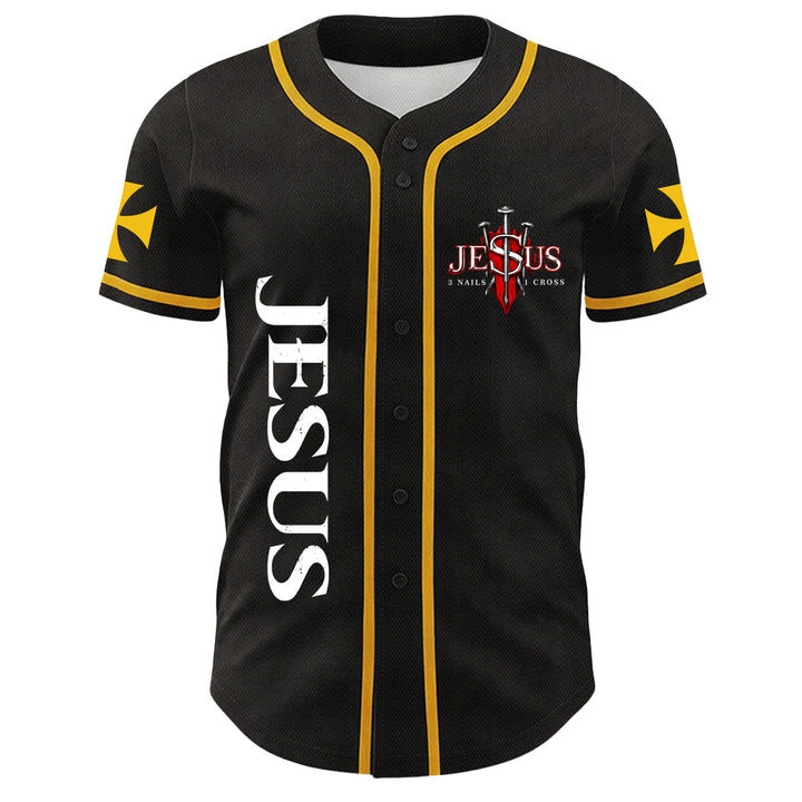 Christianartworkshop Before Abraham Was I Am Jesus Cross Nail Graphic Unisex Baseball Jersey - image 8