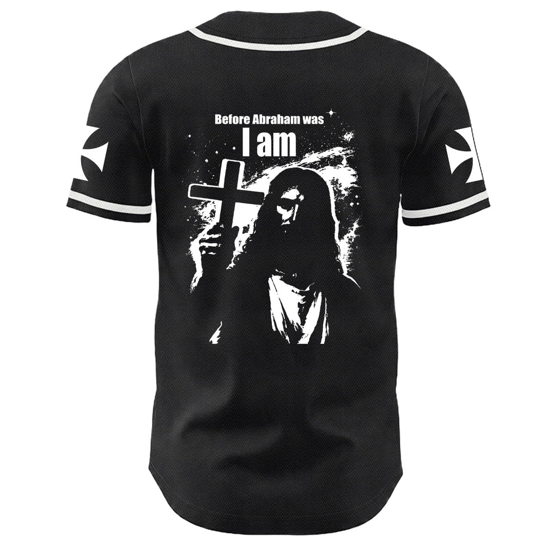Christianartworkshop Before Abraham Was I Am Jesus Cross Nail Graphic Unisex Baseball Jersey - image 1