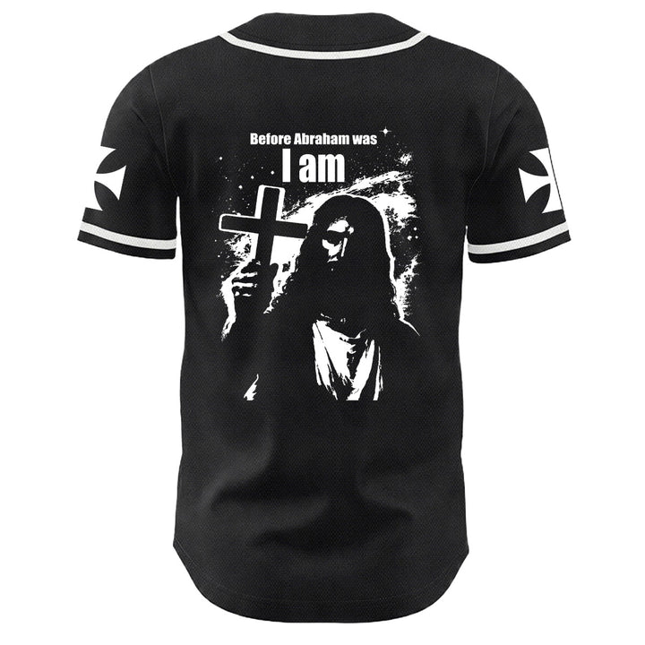 Christianartworkshop Before Abraham Was I Am Jesus Cross Nail Graphic Unisex Baseball Jersey - image 1