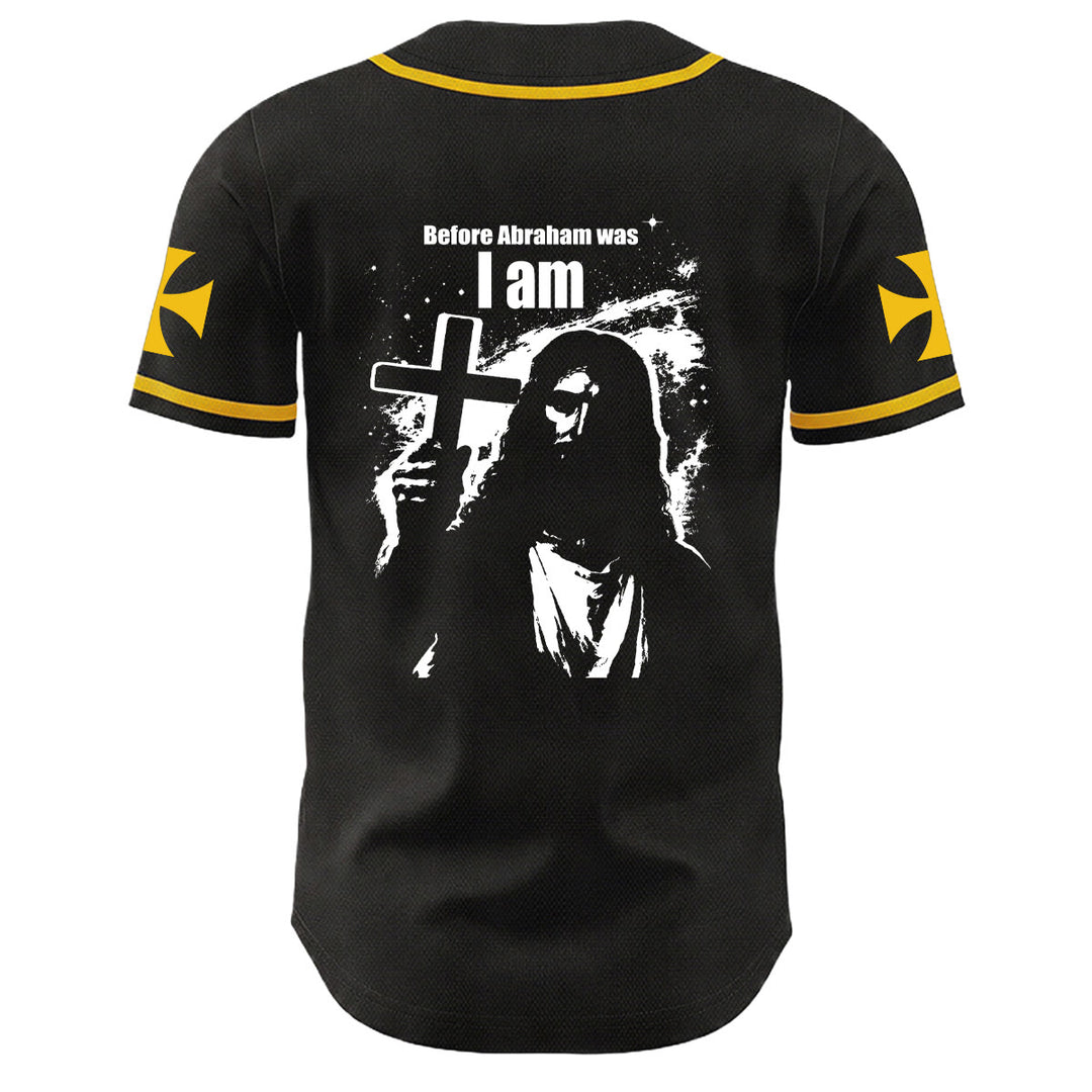 Christianartworkshop Before Abraham Was I Am Jesus Cross Nail Graphic Unisex Baseball Jersey - image 7
