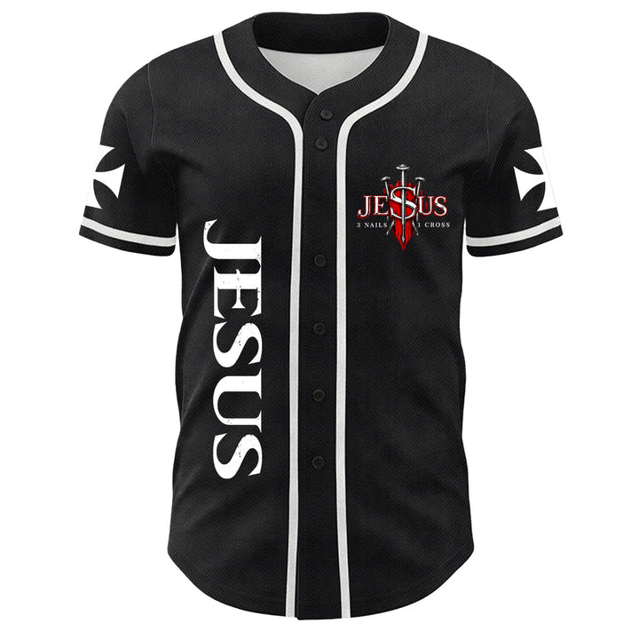 Christianartworkshop Before Abraham Was I Am Jesus Cross Nail Graphic Unisex Baseball Jersey - image 2