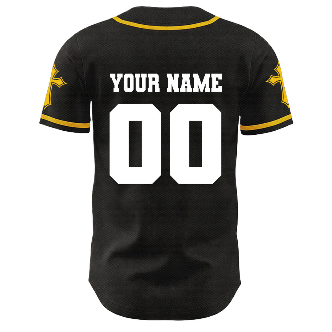 Christianartworkshop Crown Of Thorns Jesus Custom Name Number Cross Sleeve Unisex Baseball Jersey - image 10